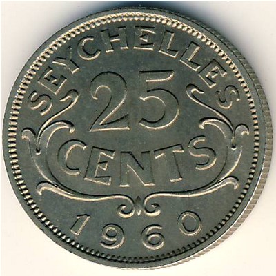 Seychelles, 25 cents, 1954–1974