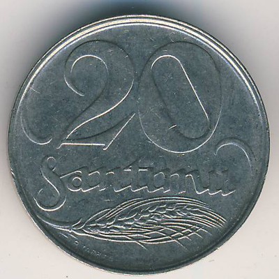 Latvia, 20 santimu, 1922
