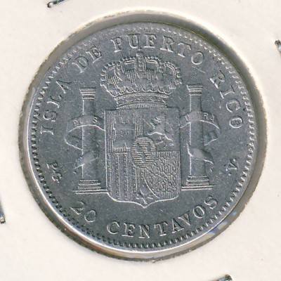 Puerto Rico, 20 centavos, 1895