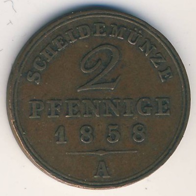 Schaumburg-Lippe, 2 pfennig, 1858
