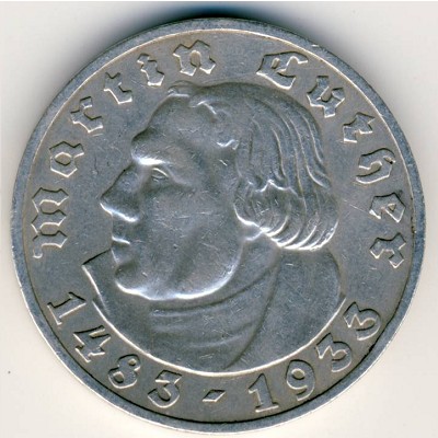 Nazi Germany, 5 reichsmark, 1933