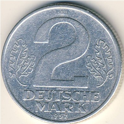 German Democratic Republic, 2 mark, 1957