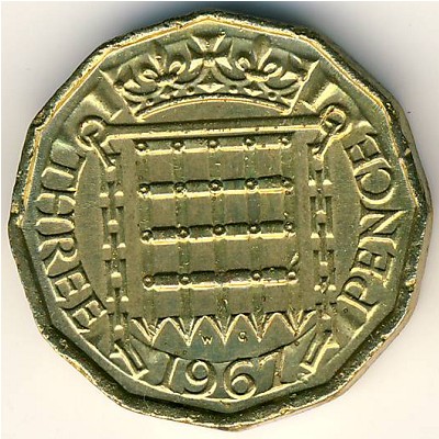 Великобритания, 3 пенса (1954–1970 г.)