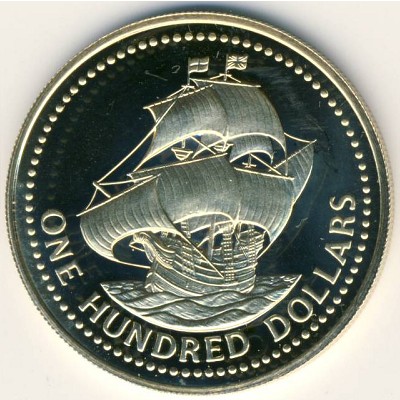 Barbados, 100 dollars, 1975