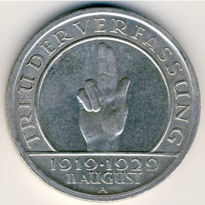 Weimar Republic, 5 reichsmark, 1929