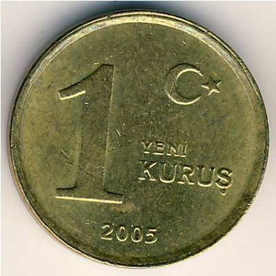 Turkey, 1 new kurus, 2005–2008