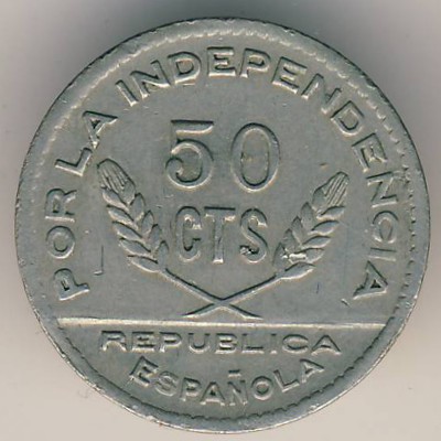 Santander, Palencia & Burgos, 50 centimos, 1937