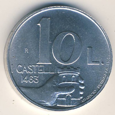 San Marino, 10 lire, 1991