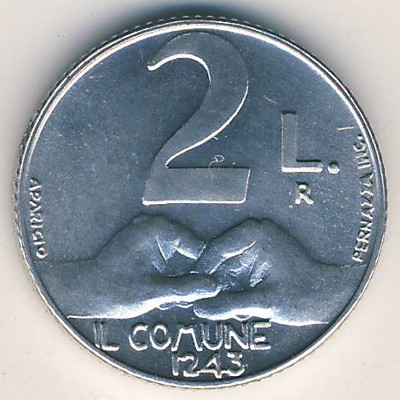 San Marino, 2 lire, 1991