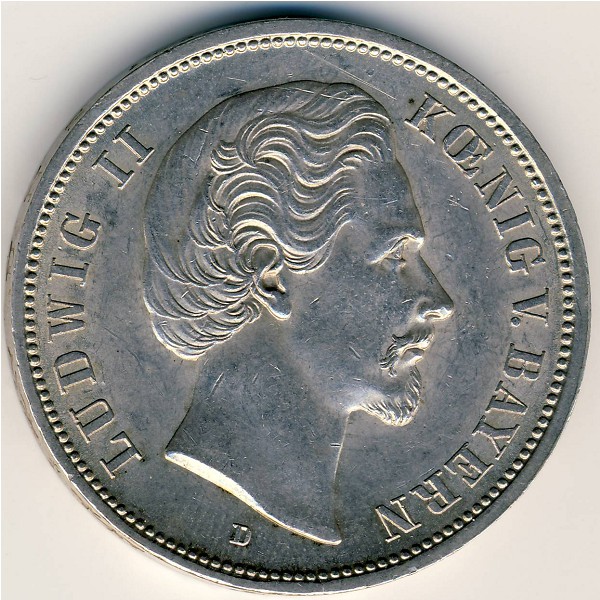 Bavaria, 5 mark, 1874–1876