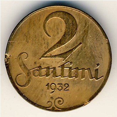 Latvia, 2 santimi, 1922–1932
