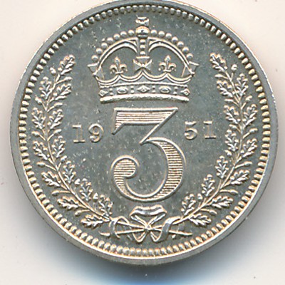 Великобритания, 3 пенса (1949–1952 г.)