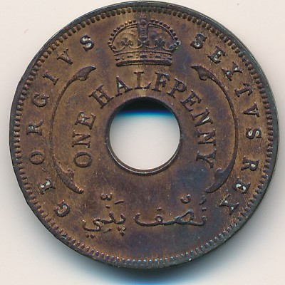 British West Africa, 1/2 penny, 1952