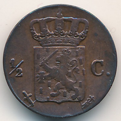 Netherlands, 1/2 cent, 1850–1877