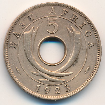 East Africa, 5 cents, 1921–1936