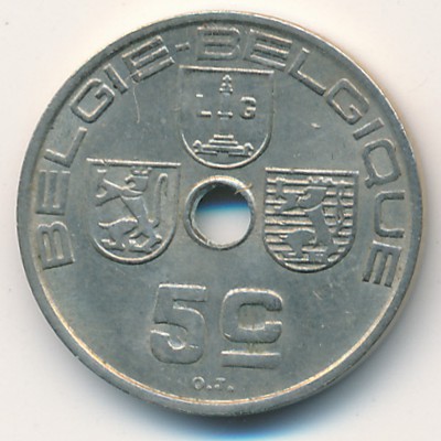 Belgium, 5 centimes, 1939–1940