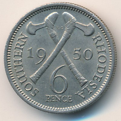 Southern Rhodesia, 6 pence, 1948–1952