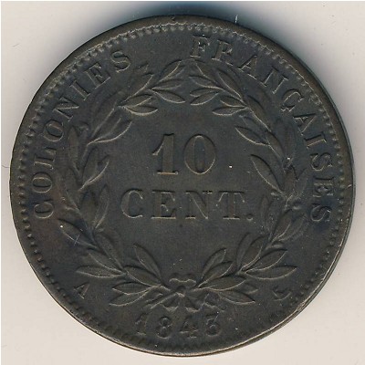 French Colonies, 10 centimes, 1839–1844
