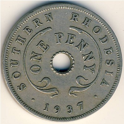 Южная Родезия, 1 пенни (1937–1942 г.)