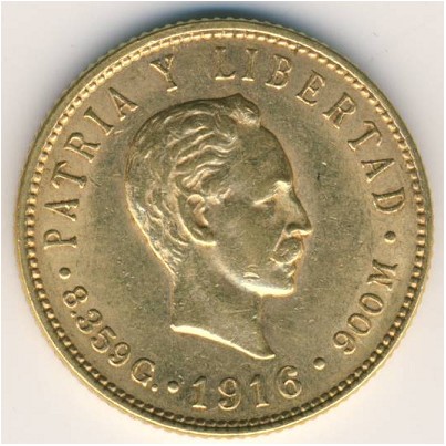 Cuba, 5 pesos, 1915–1916