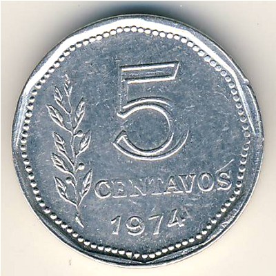 Argentina, 5 centavos, 1970–1975