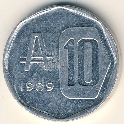 Argentina, 10 australes, 1989