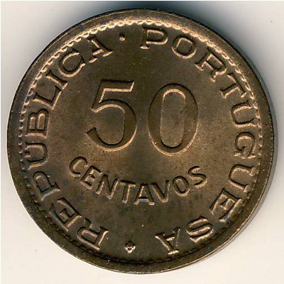 Mozambique, 50 centavos, 1953–1957