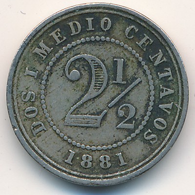 Colombia, 2 1/2 centavos, 1881