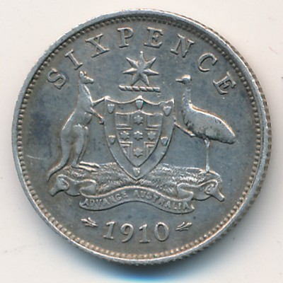 Australia, 6 pence, 1910