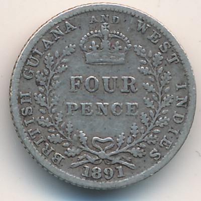 Guyana, 4 pence, 1891–1901