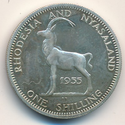 Rhodesia and Nyasaland, 1 shilling, 1955
