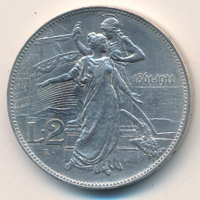 Italy, 2 lire, 1911