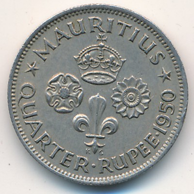 Mauritius, 1/4 rupee, 1950–1951