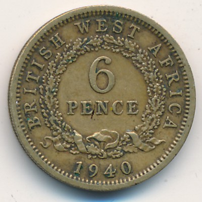 British West Africa, 6 pence, 1938–1947