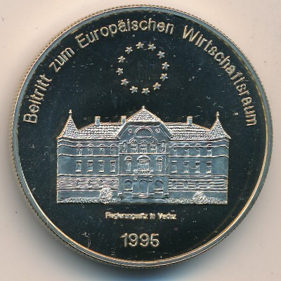 Liechtenstein., 5 ecu, 1995