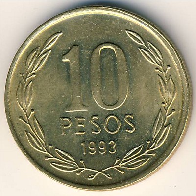 Chile, 10 pesos, 1990–2019