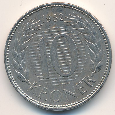 Denmark, 10 kroner, 1982–1988