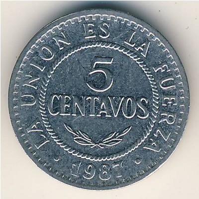 Bolivia, 5 centavos, 1987