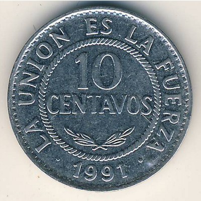 Боливия, 10 сентаво (1987–1997 г.)