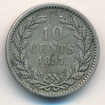 Netherlands, 10 cents, 1892–1897