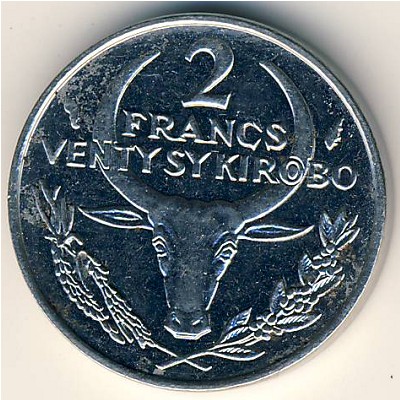 Madagascar, 2 francs, 1965–1989