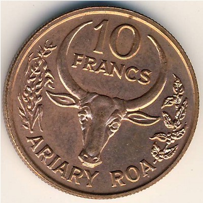 Madagascar, 10 francs, 1991