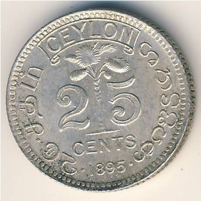 Ceylon, 25 cents, 1892–1900