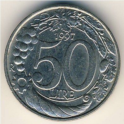 Italy, 50 lire, 1996–2001