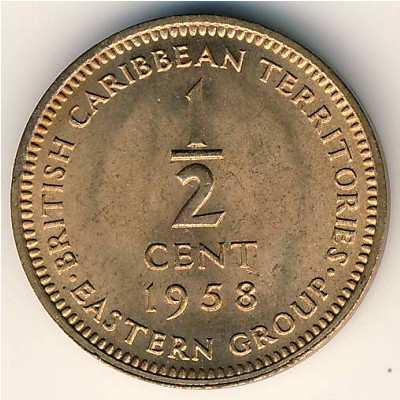 East Caribbean States, 1/2 cent, 1955–1958