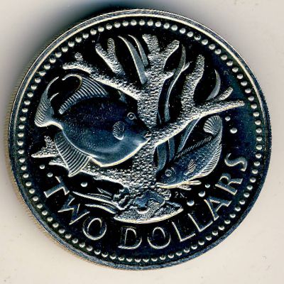 Barbados, 2 dollars, 1976