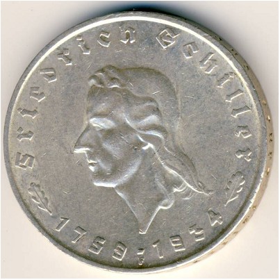 Nazi Germany, 5 reichsmark, 1934