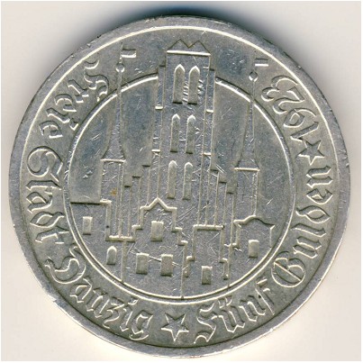 Danzig, 5 gulden, 1923–1927