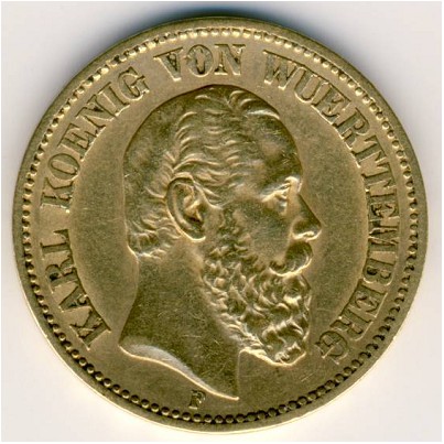 Вюртемберг, 20 марок (1874–1876 г.)
