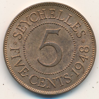 Seychelles, 5 cents, 1948